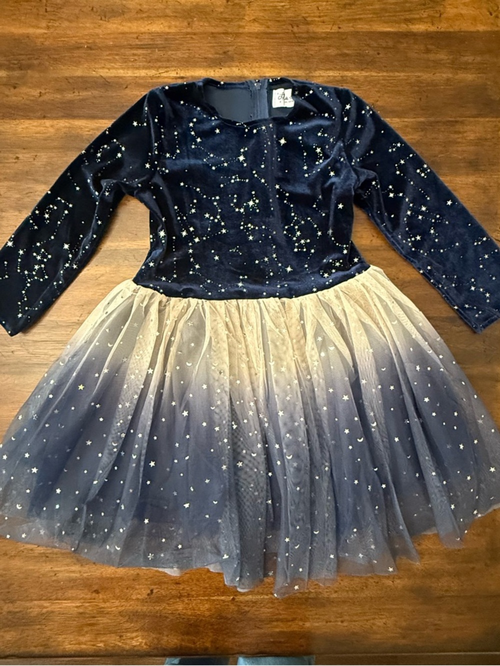 Lola + The Boys Navy and Gold Star Tulle Dress Sz 8/9 NWOT